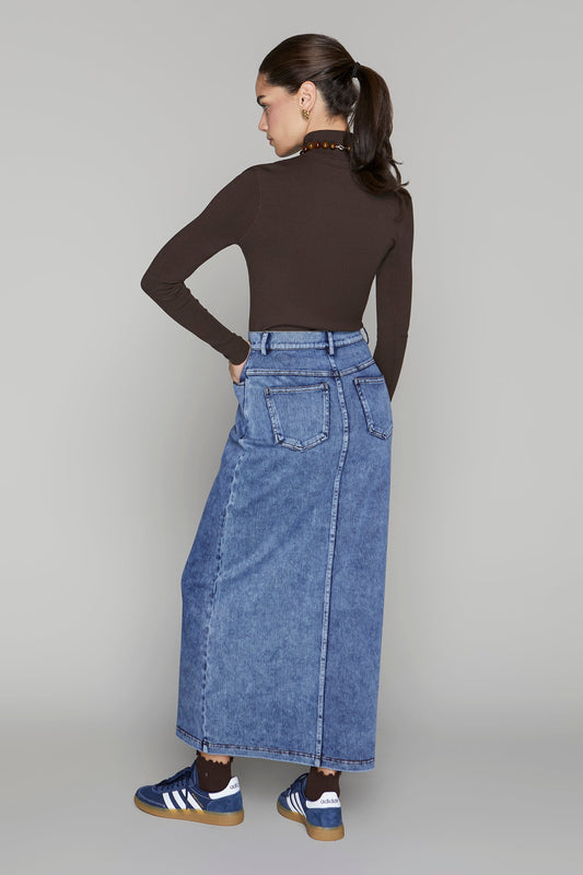 Vaughn Skirt in Dark Wash Denim