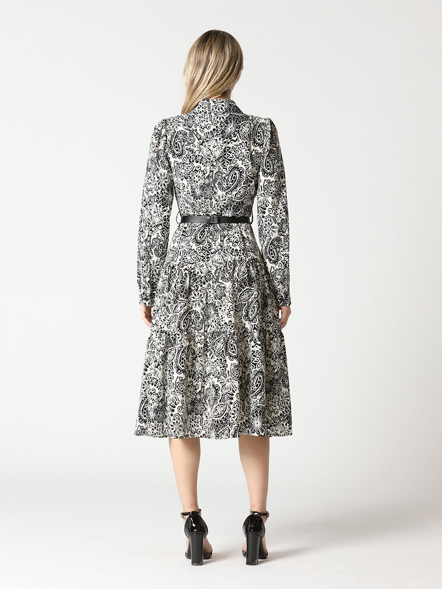 Gracia Paisley Print Flare Dress D34593