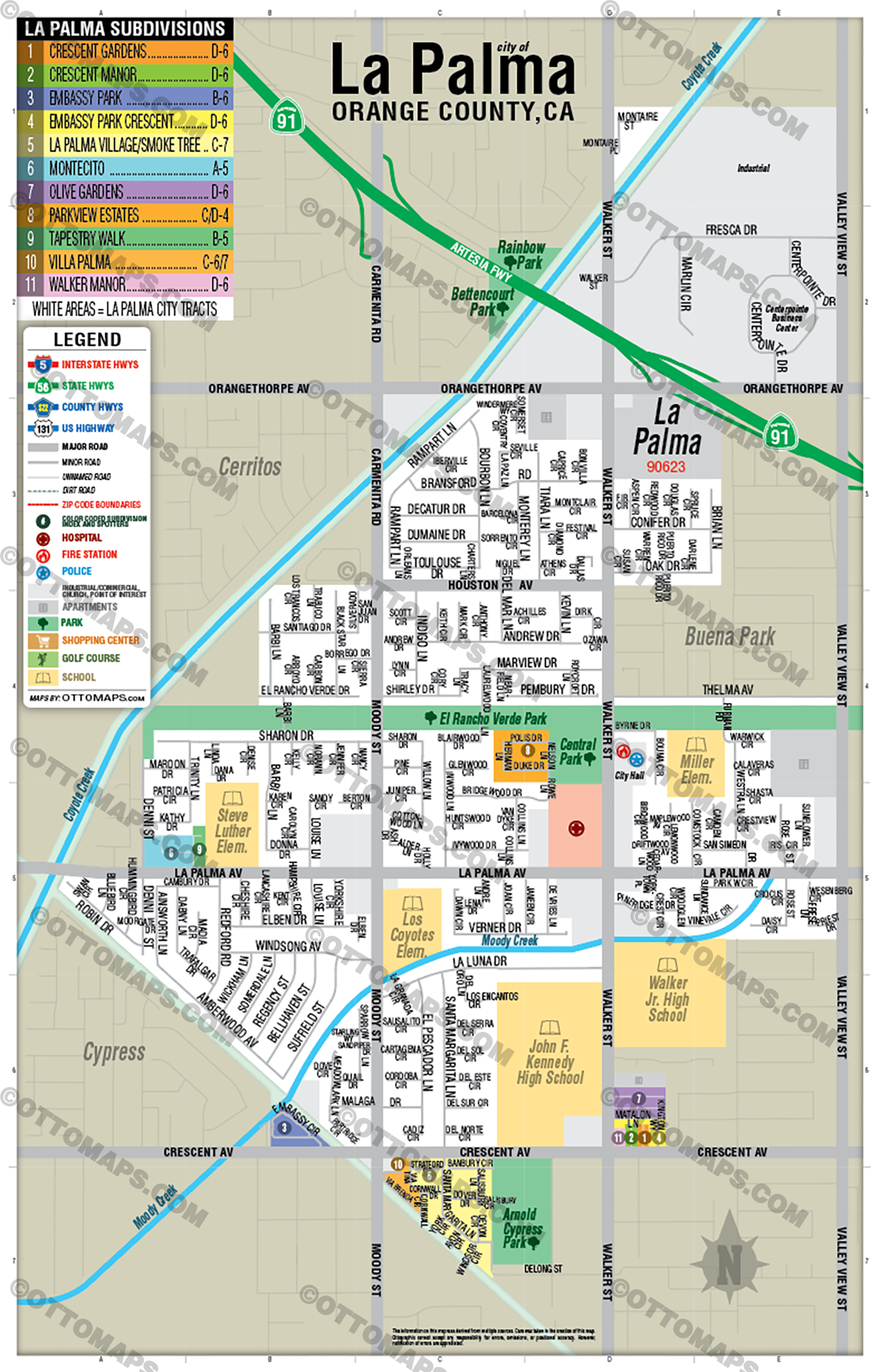 La Palma Map, Orange County - POSTER PRINTS