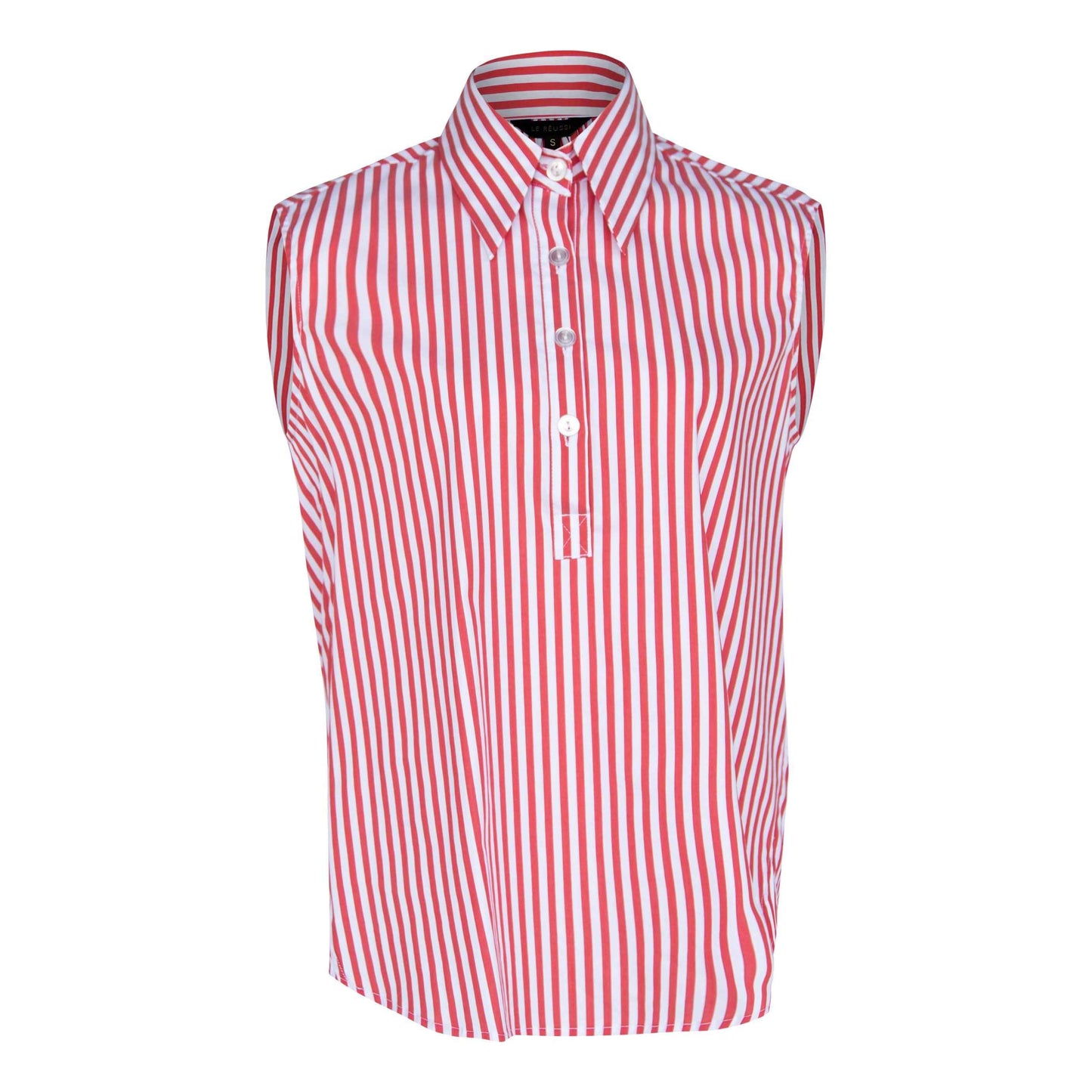 Italian Cotton Stripe Red Sleeveless Top – Women’s Chic Summer Top