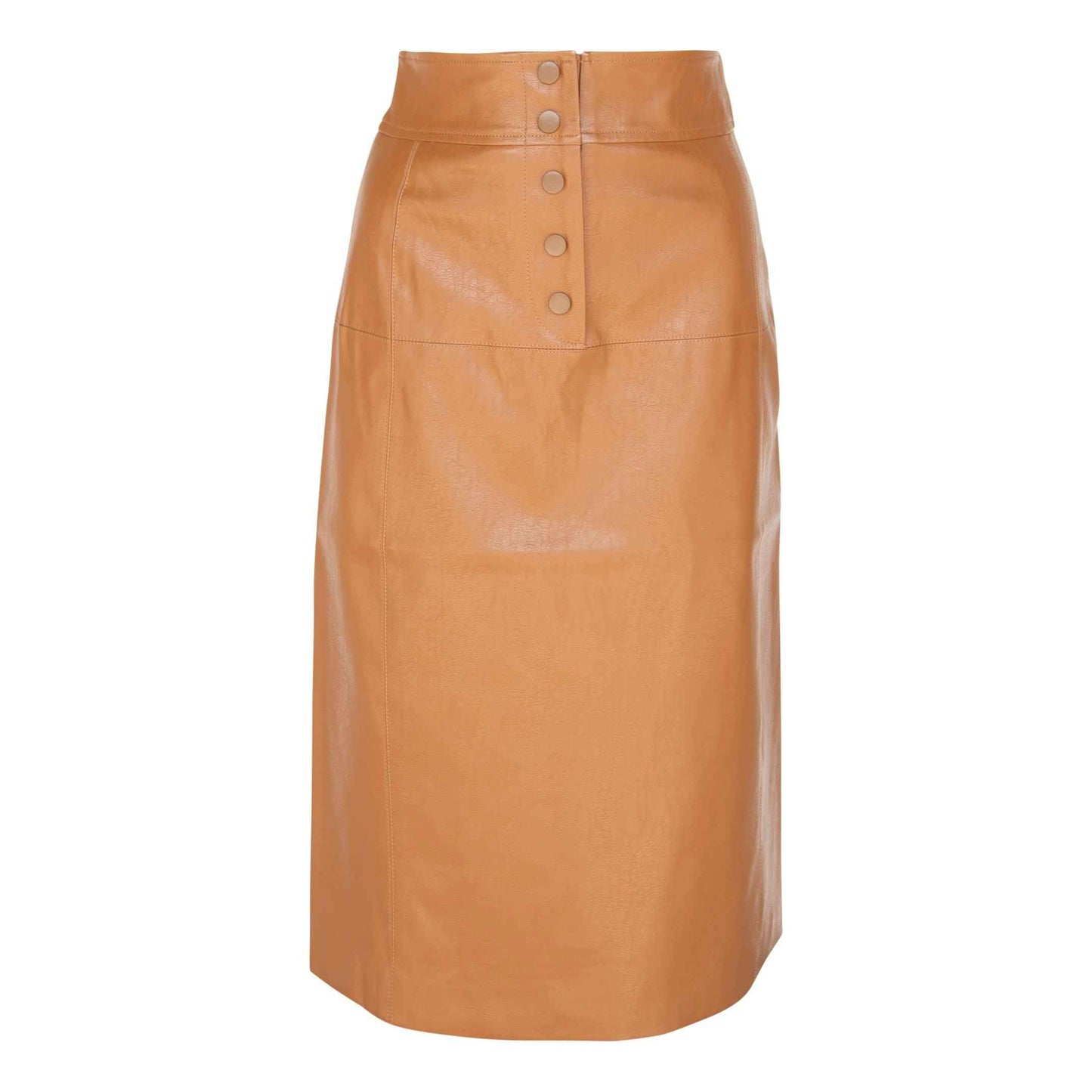 Glossy Brown Vegan Leather Pencil Skirt – Women’s Chic Leather Skirt