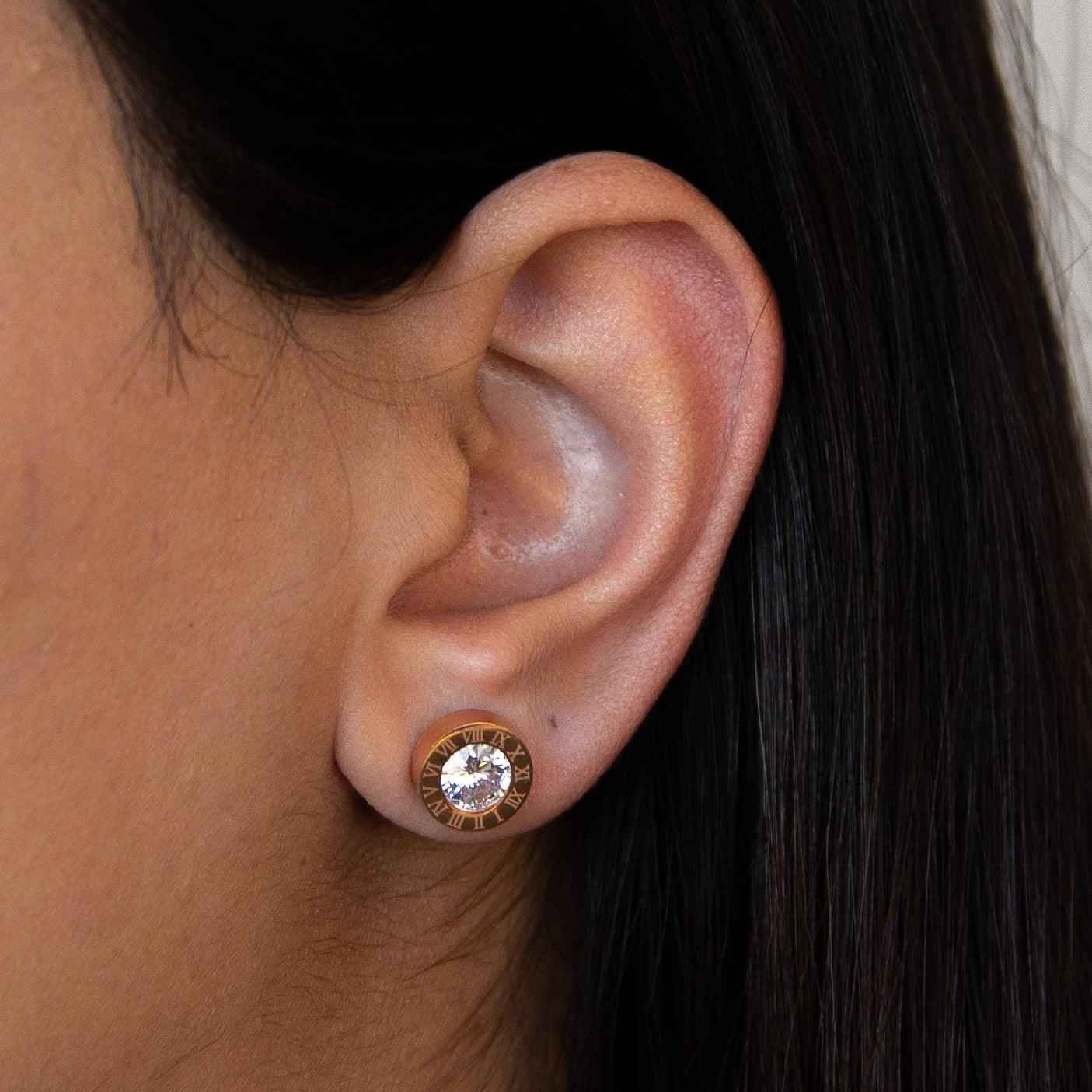 Rosy Luminary Round Earrings – Elegant Rose Gold Jewelry for Women