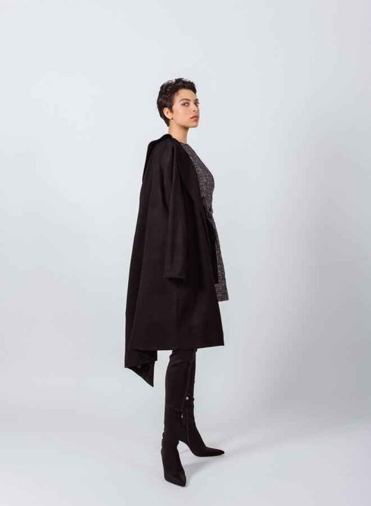 Worsted Flannel Long Trench Coat – Women’s Chic Outerwear