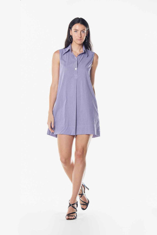 Italian Cotton Sleeveless Dress in Purple – Chic Summer Wear