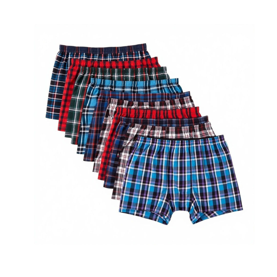 Mens 6 Pack Assorted Plaid Boxers Cotton Blend S-4XL