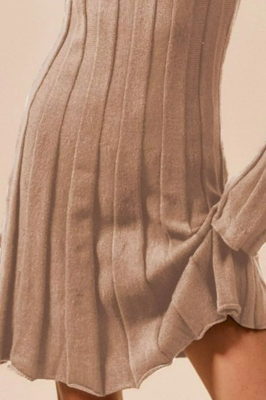 SO ME Ribbed Long Sleeve Mini Sweater Dress