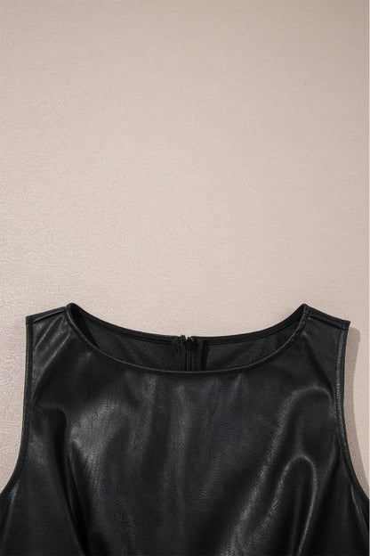 Vegan Leather Sleeveless Mini Dress