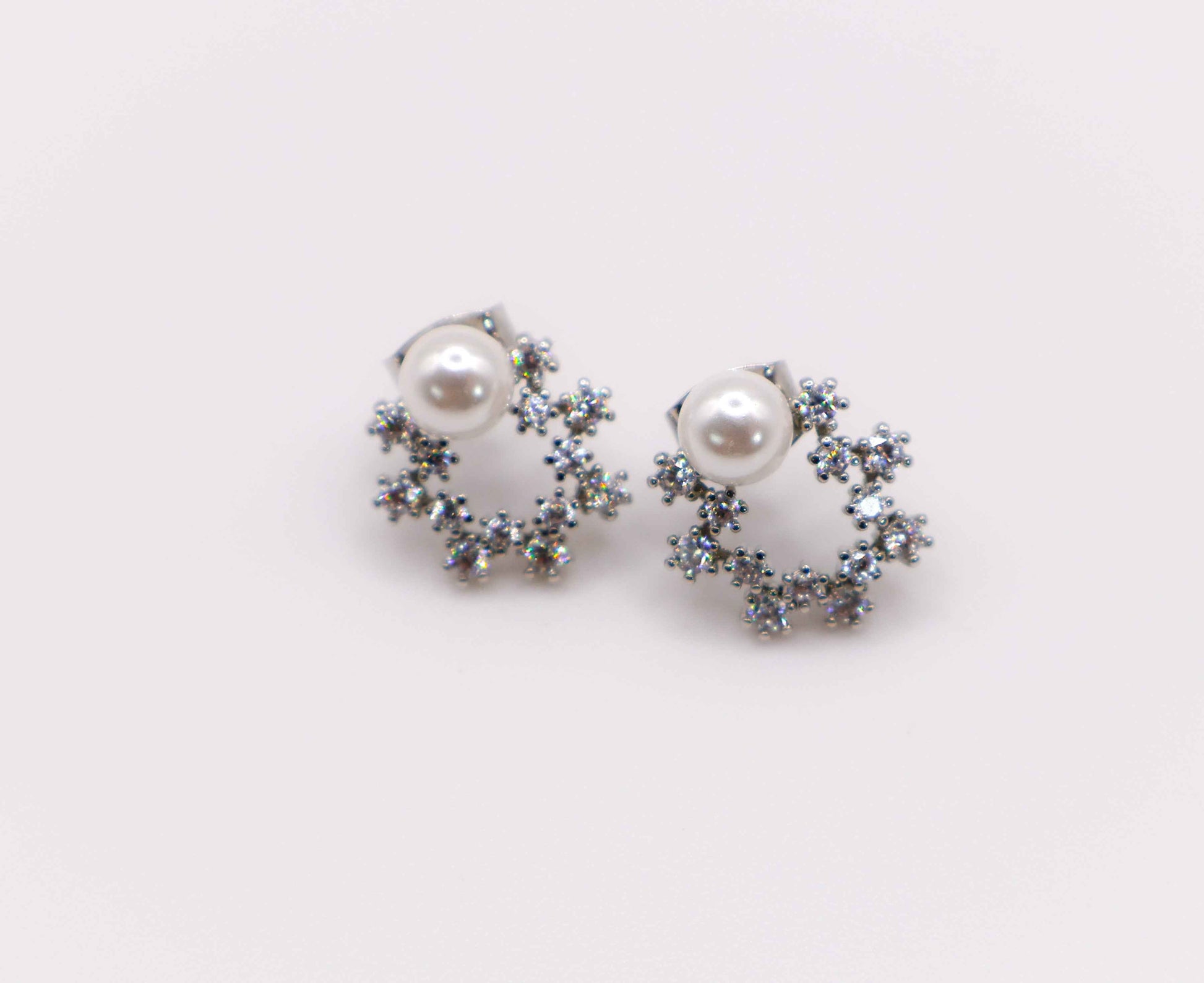 Pearlescent Elegance White Gold Earrings