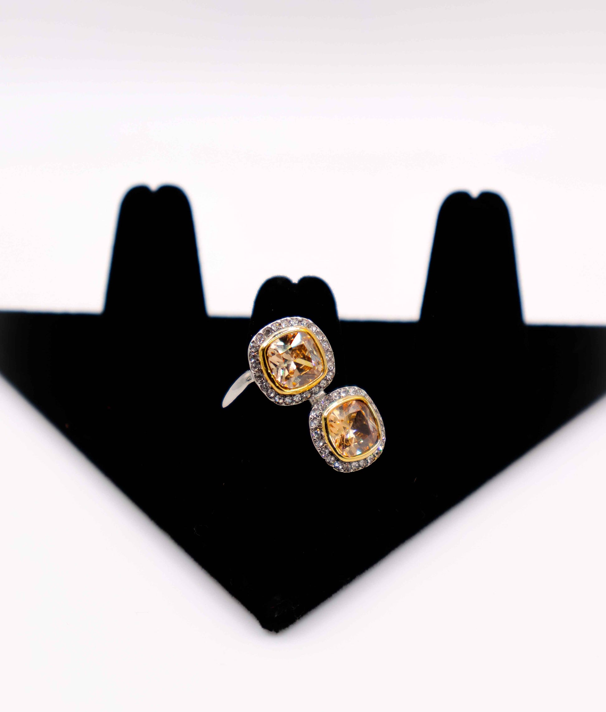 Radiant Gemstone Duo Ring – Elegant Two Stone Gemstone