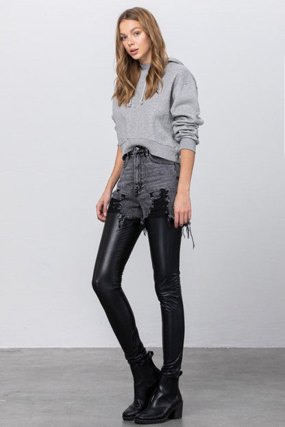 Insane Gene High Rise Pleather Combo Denim Jeans