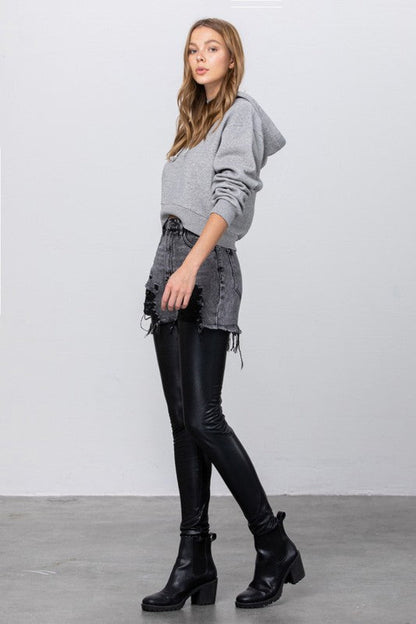 Insane Gene High Rise Pleather Combo Denim Jeans