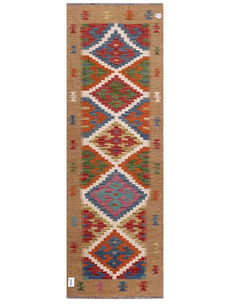 Maimana Afghanistan Kilim Rug - 203 x68 cm