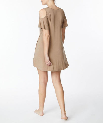 Fabina Bamboo Cold Shoulder Flare Dress