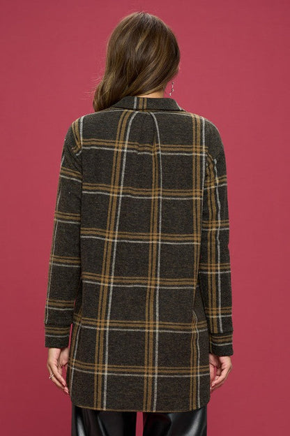 PLUS Plaid Print Flannel Top with Hi-Lo Hem