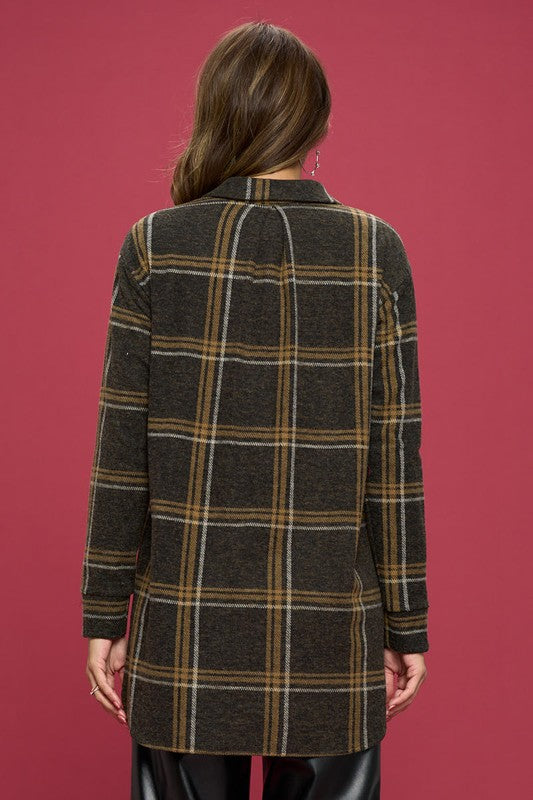 PLUS Plaid Print Flannel Top with Hi-Lo Hem