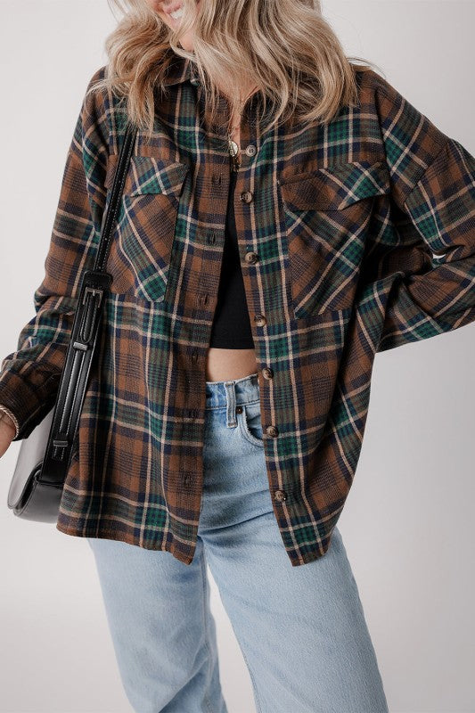 Plaid Button-Up Chest Pocket Shacket