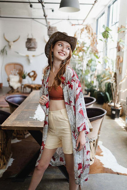 Leto Accessories |Ikebana Kimono W/ Suede Tie Belt