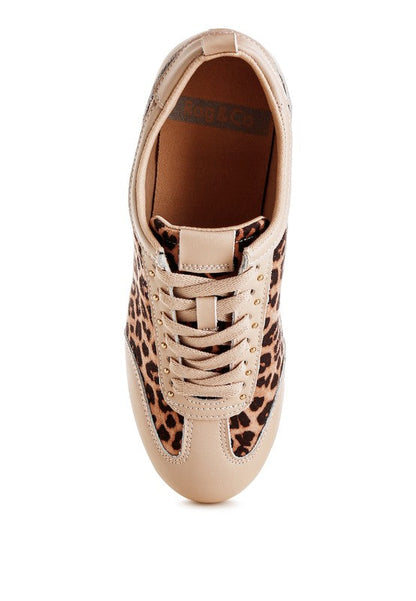 Narati Leopard Print Real Leather Sneakers