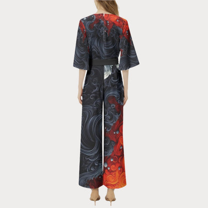 Brooklyn Republic™ Fire and Ice Dolman Belted Wide Leg Jumpsuit