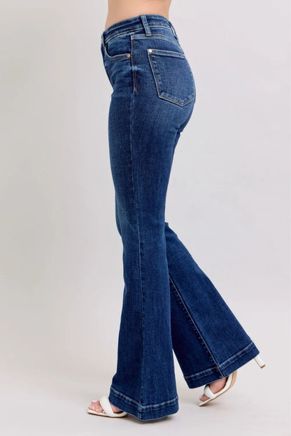 Judy Blue Full Size High Rise Flare Jeans with Pockets Plus Size