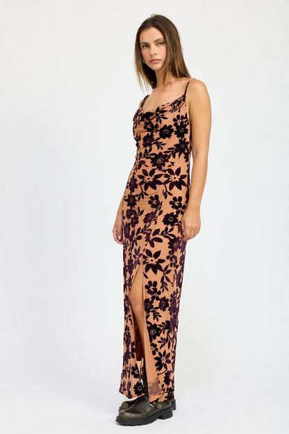 Emory Park Floral Print Cowl Neck Maxi Dress