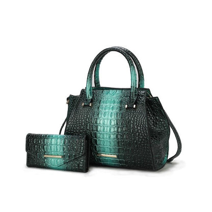 MKF Bently Croc-Embossed Tote & Wallet Set