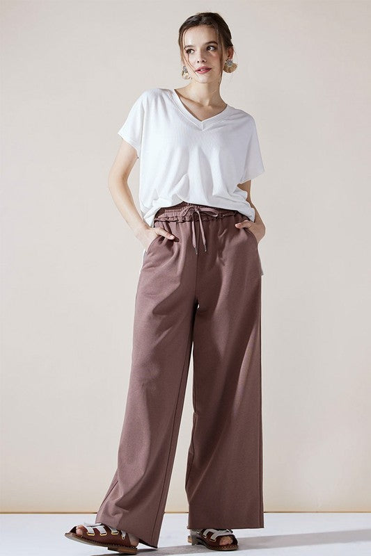 Plus Ruffle Wide Leg Fray Hem Sweatpants