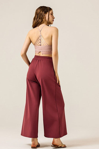 Plus Stretch Yoga Knit Wide Leg Palazzo Pants