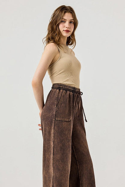 Plus Washed Raw-Edges Outline Pockets Pants