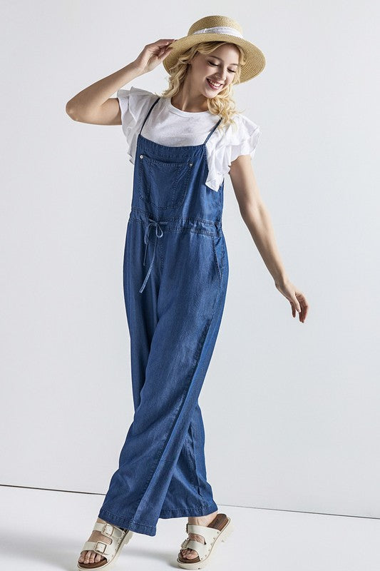 Plus Pocket Adjustable Straps Overall Jumpsuit