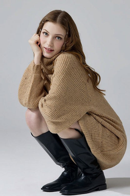 Turtleneck Balloon Confetti Sweater Dress