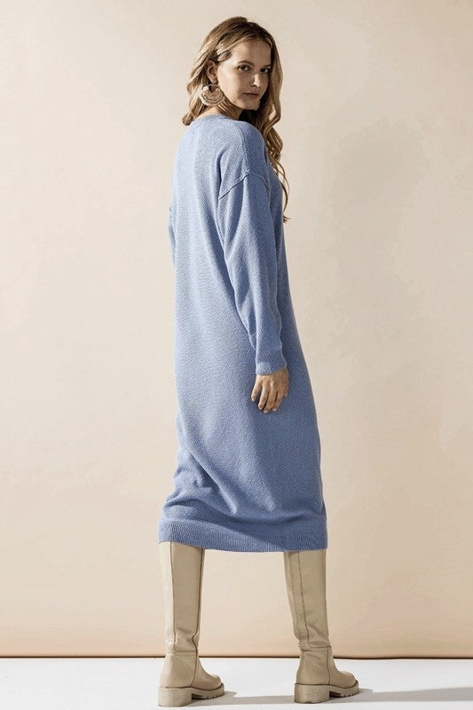 Plus Comfy Button-front Soft Sweater Midi Dress