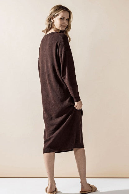 Plus Comfy Button-front Soft Sweater Midi Dress