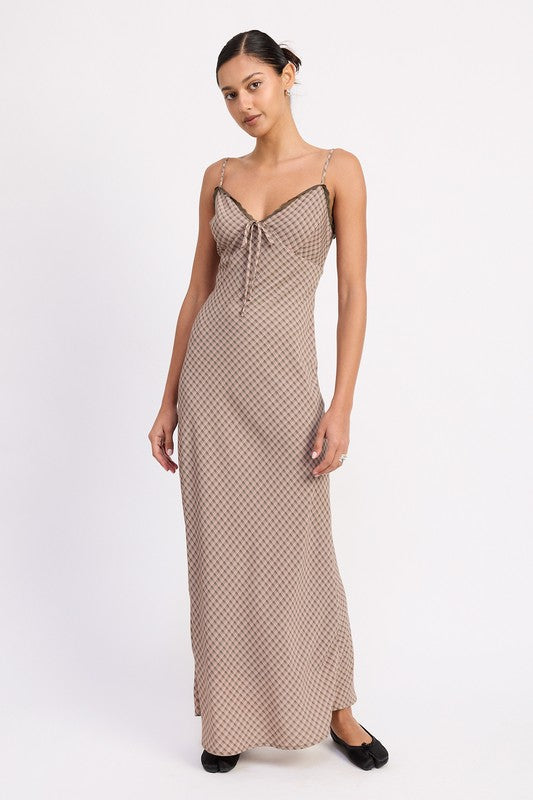 Emory Park Bias Cut Flared Maxi Dress with Lace Trim