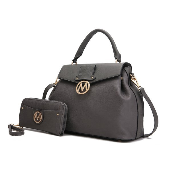 MKF Collection by Mia K Aurora Vegan Leather Satchel and Wallet
