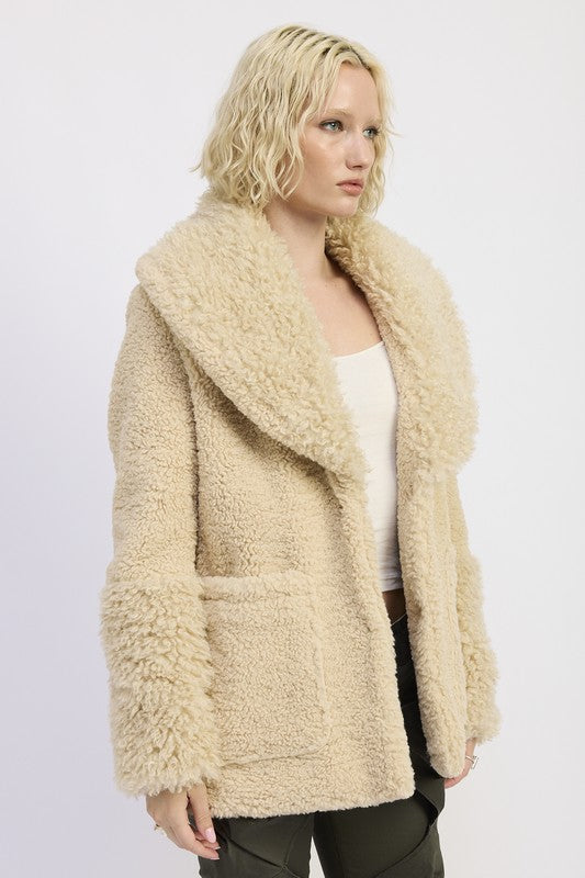 Emory Park Fur Trimmed Fleece Jacket with Pockets
