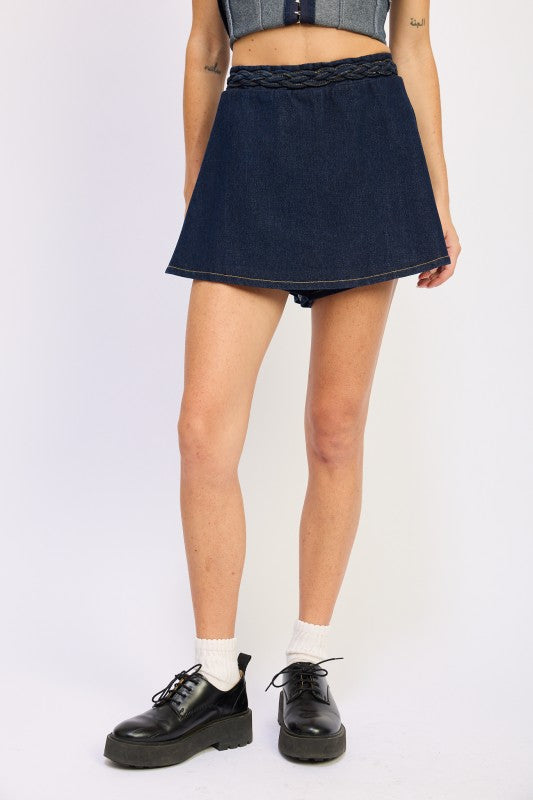 Emory Park Denim Skort with Elastic Waistband