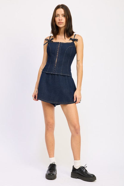 Emory Park Denim Bustier Top with Zipper