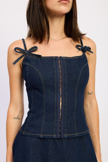 Emory Park Denim Bustier Top with Zipper