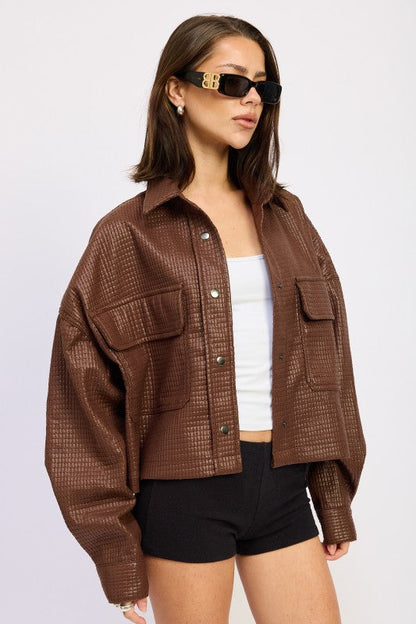 Emory Park Chintz Textured Knit Crop Jacket