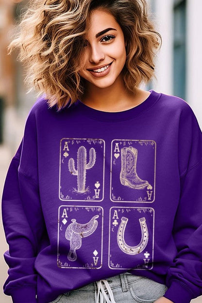 Western Cowgirl Card Graphic Sweatshirt