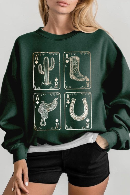 Western Cowgirl Card Graphic Sweatshirt