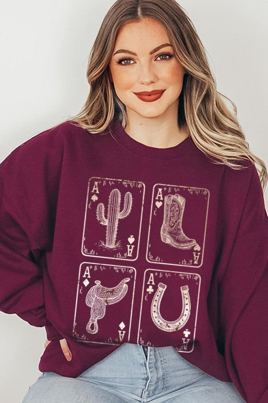 Western Cowgirl Card Graphic Sweatshirt