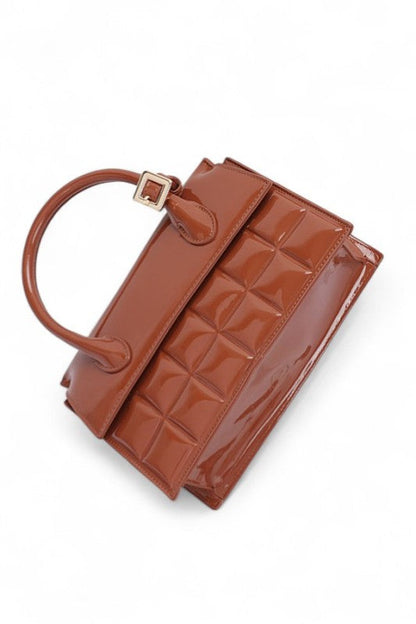 Patent Faux Leather Embossed Top Handle Swing Bag