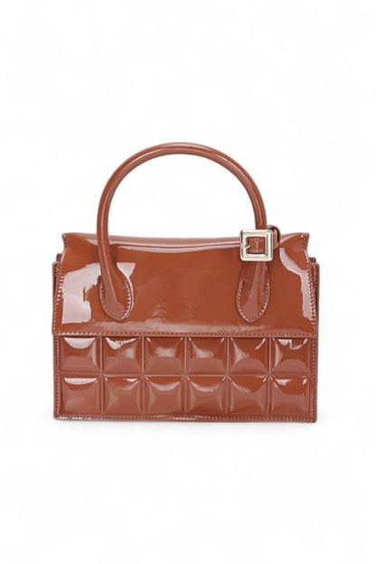 Patent Faux Leather Embossed Top Handle Swing Bag