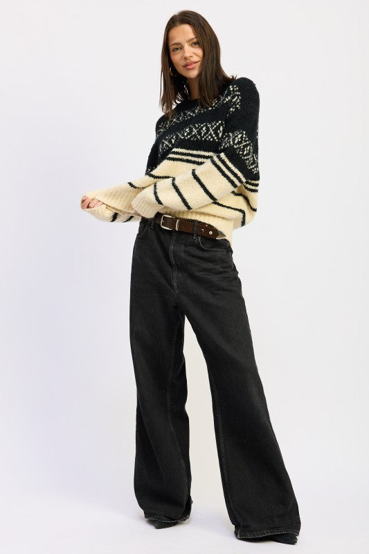 Emory Park Fair Isle Striped Oversize Sweater
