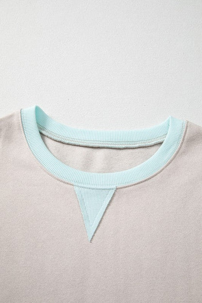 Cotton Colorblock Patchwork Striped  Sweatshirt