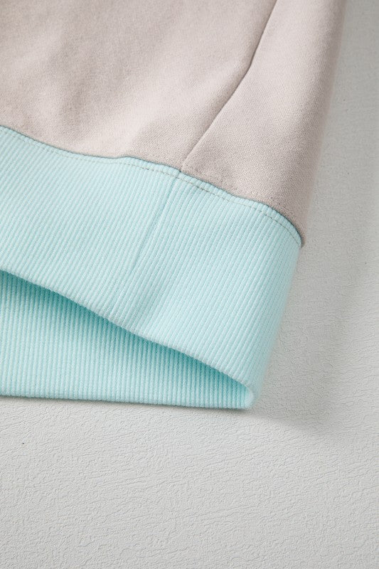 Cotton Colorblock Patchwork Striped  Sweatshirt