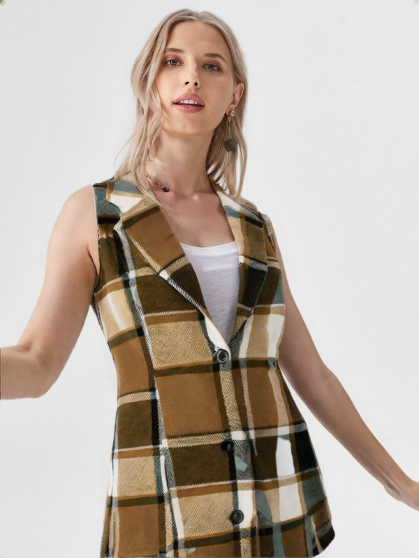 Miss Sparkling |Plaid Sleeveless Vest