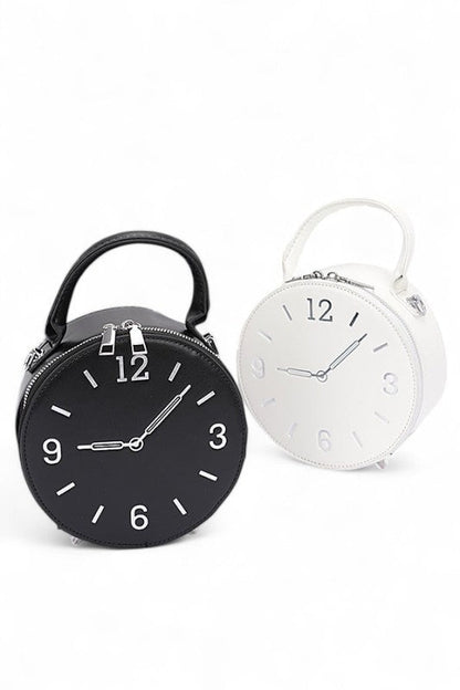 Top Handle Clock Novelty Crossbody Clutch Bag